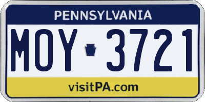 PA license plate MOY3721