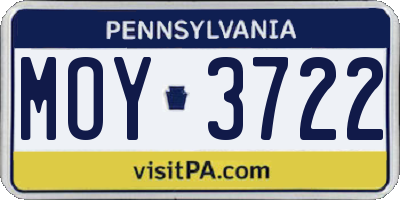 PA license plate MOY3722