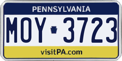 PA license plate MOY3723