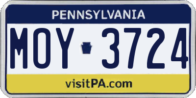 PA license plate MOY3724
