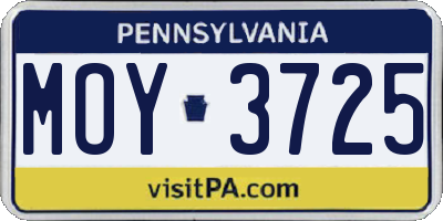 PA license plate MOY3725