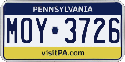 PA license plate MOY3726