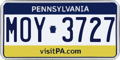PA license plate MOY3727