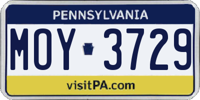 PA license plate MOY3729
