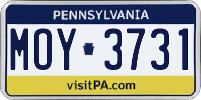 PA license plate MOY3731