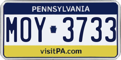 PA license plate MOY3733