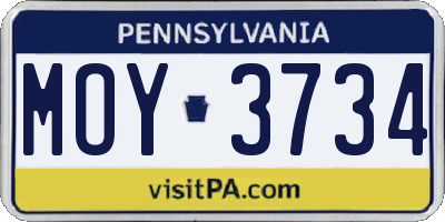 PA license plate MOY3734