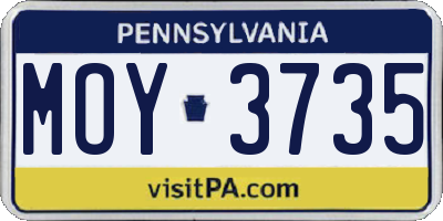PA license plate MOY3735