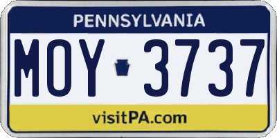 PA license plate MOY3737
