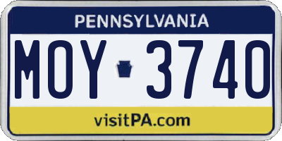 PA license plate MOY3740