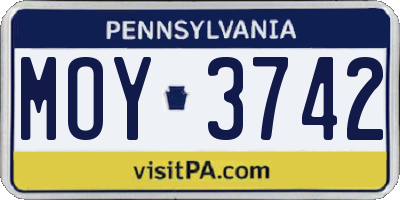 PA license plate MOY3742