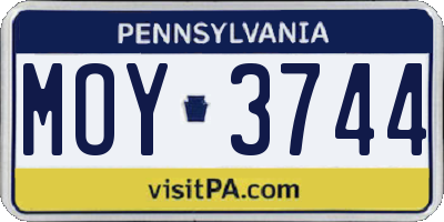 PA license plate MOY3744