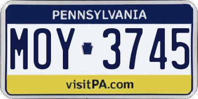 PA license plate MOY3745