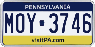 PA license plate MOY3746