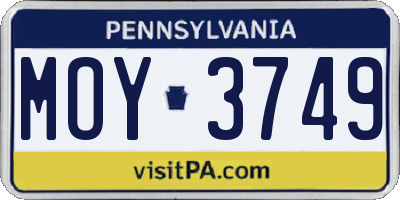 PA license plate MOY3749