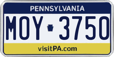 PA license plate MOY3750
