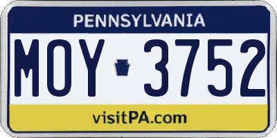 PA license plate MOY3752