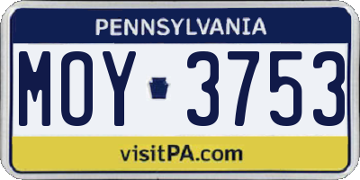 PA license plate MOY3753