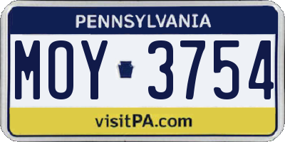 PA license plate MOY3754