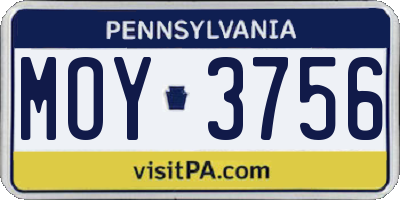 PA license plate MOY3756