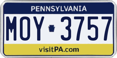 PA license plate MOY3757