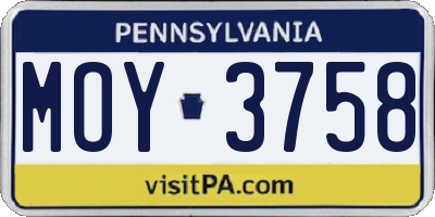 PA license plate MOY3758