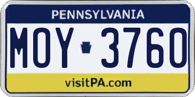 PA license plate MOY3760