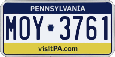 PA license plate MOY3761