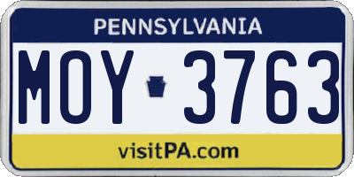 PA license plate MOY3763