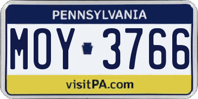 PA license plate MOY3766