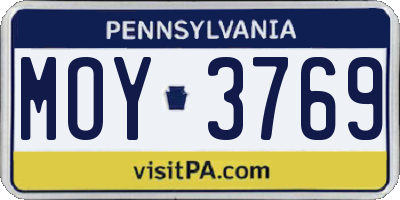 PA license plate MOY3769