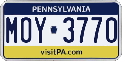 PA license plate MOY3770