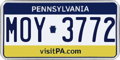 PA license plate MOY3772