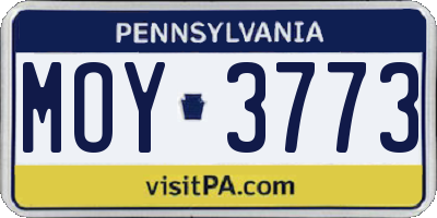 PA license plate MOY3773