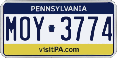 PA license plate MOY3774