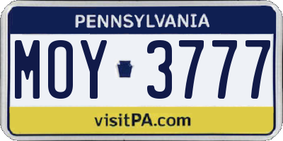 PA license plate MOY3777