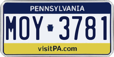 PA license plate MOY3781