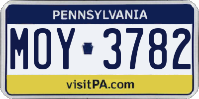 PA license plate MOY3782