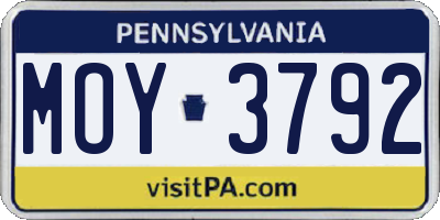 PA license plate MOY3792