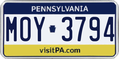 PA license plate MOY3794