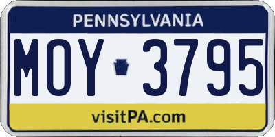 PA license plate MOY3795