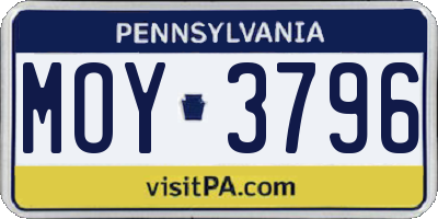 PA license plate MOY3796