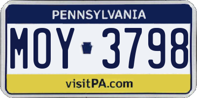 PA license plate MOY3798