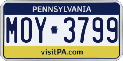 PA license plate MOY3799