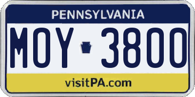 PA license plate MOY3800