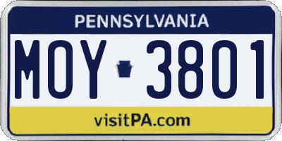 PA license plate MOY3801