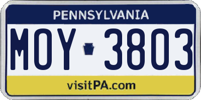 PA license plate MOY3803