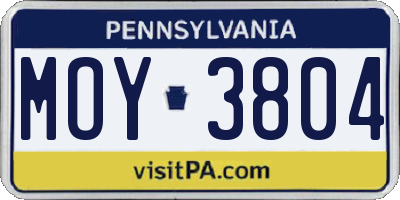 PA license plate MOY3804