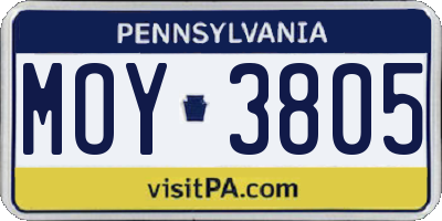 PA license plate MOY3805