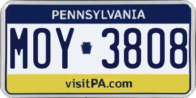 PA license plate MOY3808